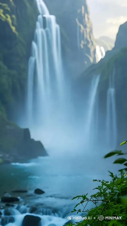 [上升]流水瀑布，溪水潺潺 by Hailuo AI Video Generator