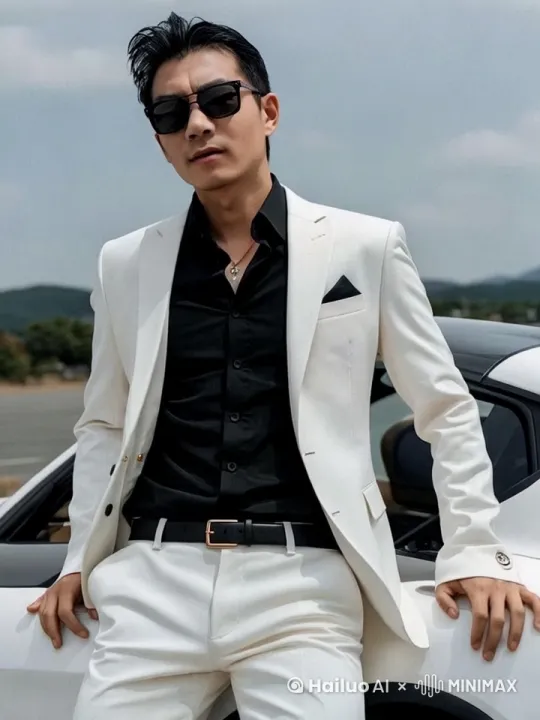 镜头移动，动态跟随，一位男子，站在车前，张开双手，俯地慢慢飘逸的飞上天空、丝带缠绕、动态姿势 衣裤随风飘动，光翼、发光粒子、悬浮空中  柔和的微笑，俯视下能看到 云海、山脉、瀑布、星空、极光   阳光穿透云层、金色光芒、柔焦效果  中国风仙侠场景，虚幻引擎渲染、8K超现实、电影级光影   动态模糊、流体效果、粒子光斑  by Hailuo AI Video Generator