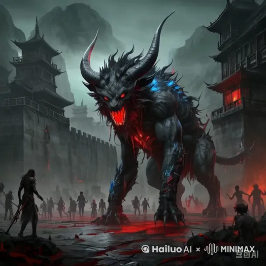 [下摇,晃动,左移]恐怖的怪兽朝人类嘶吼 by Hailuo AI Video Generator