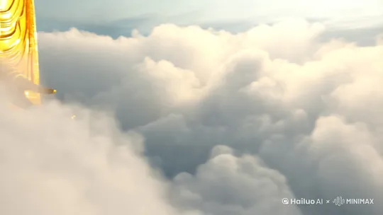 左摇推进云中出现一尊庄严的大佛，佛手发出道道金光撒向大地上摇下降仰视大佛 by Hailuo AI Video Generator