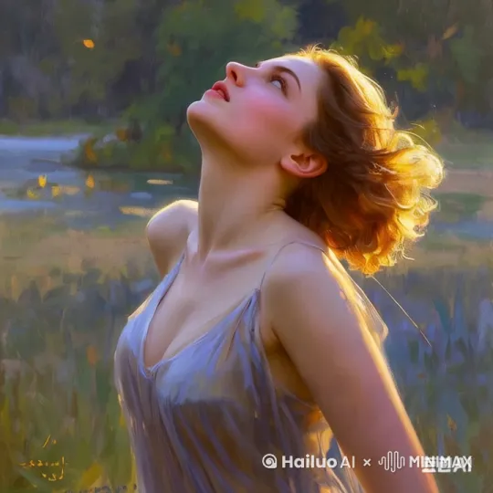 女生缓缓的转头微笑 by Hailuo AI Video Generator