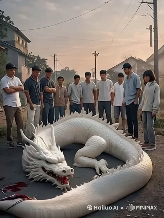 在这张图中，白色的龙雕塑突然间仿佛被赋予了生命，它缓缓抬起头，双眼闪烁着生动的光芒。随着一阵有力的摆动，它那庞大的身躯从地面升起，直冲云霄。在天空中，龙张开翅膀，翻滚旋转，展现出惊人的活力和威严。
周围的人群见状，纷纷展现出各自的绝技。一位身着传统武术服装的男子，身轻如燕，一跃而起，追随飞翔的龙。他在空中连续施展华丽的武术动作，每一招都精准有力，仿佛与龙进行着一场空中舞蹈。
另一位女子，身着飘逸的长裙，手持长剑，她的动作优雅而迅速，剑光闪烁，与龙的身姿相映成趣。她在空中划出一道道亮丽的弧线，每一次挥剑都仿佛在与龙进行着无声的交流。
还有一位身强力壮的男子，他赤手空拳，但每一拳都带着风雷之势，他的动作刚猛而有力，每一次出拳都仿佛能撼动天空。他在空中与龙激烈交锋，每一击都让人感受到力量的碰撞。
这场空中打斗场面激烈而壮观，人群中的每个人都以自己的方式与龙互动，他们的动作各具特色，有的轻盈飘逸，有的刚猛有力，有的快速敏捷。整个场景充满了动感和活力，仿佛是一场中国武术与神话生物的空中盛宴。
 by Hailuo AI Video Generator