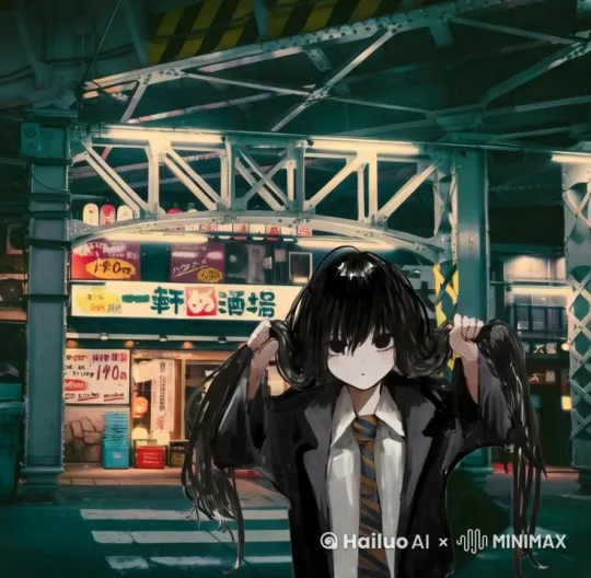 里面的人物微微动抖动，头发微微飘着，人物眨眨眼 by Hailuo AI Video Generator