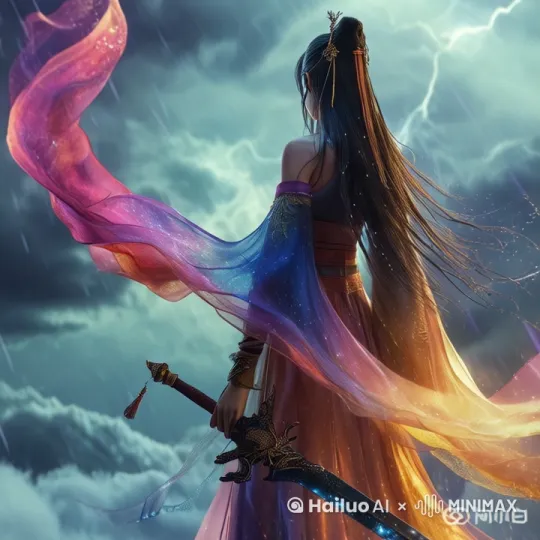 人物正在向前飞行，突然转头，是个美女 by Hailuo AI Video Generator