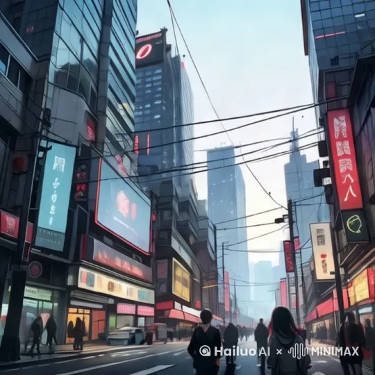 街道上的人们在行进着[固定镜头] by Hailuo AI Video Generator