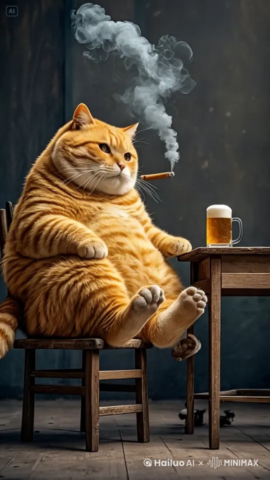 主体动态呈现，自然，猫咪伤感的抽着烟，远镜移动，拉近镜头。 by Hailuo AI Video Generator