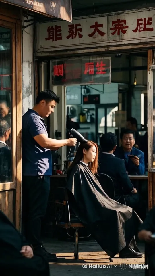 图片中的吹风筒突然吹出密密麻麻的蜜蜂，到处蜇人，吓的图片中的人惊慌失措，骑着仿赛摩托拔腿就跑。要求动作迅速，5秒完成我的全部指令 by Hailuo AI Video Generator