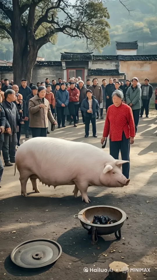 镜头移动,动态跟随,右边的母猪率先发起攻击,它左腿猛地一蹬地,高高跃起,右脚如旋风般扫向左边老人的头部。老人机灵地低头闪躲,同时猛地向前一冲,用头顶向母猪的腹部,左拳如雷霆万钧之势直击母猪的侧身。右边的母猪变成身穿红衣的女子,侧身一扭,避开拳头,跳起来施展出迅猛的连环踢猛踢向老人。老人迅速抽回手,母猪突然高高跃起,向老人踢去,老人趁母猪落地未稳,飞起一脚踢在母猪的后腿上,他们的招式刚柔并济,时而是刚猛的直拳,时而是柔美的转身回旋踢。其它的人都站起身来鼓掌呐喊。 by Hailuo AI Video Generator
