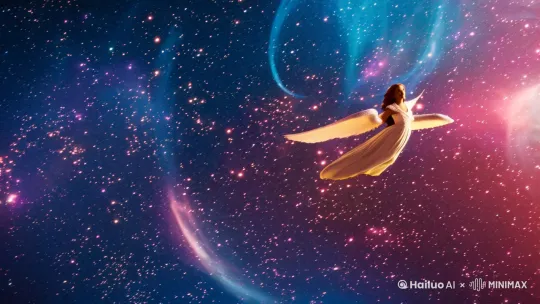 宇宙星空，六翼天使放大招 by Hailuo AI Video Generator