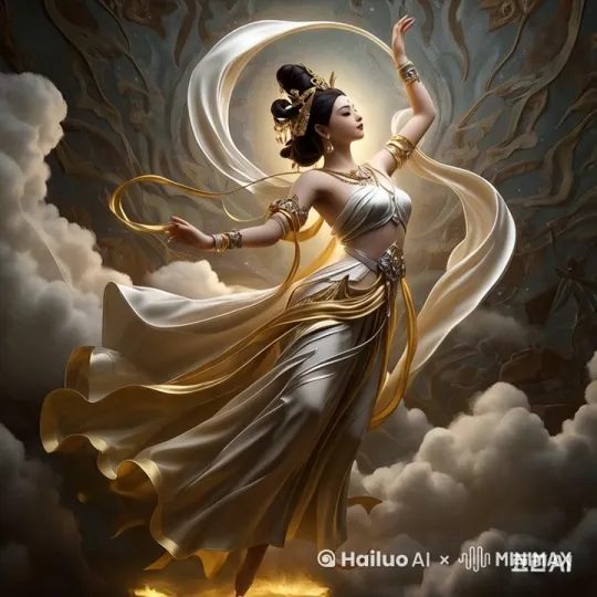 云朵翻动，丝带飘荡，光照神秘 by Hailuo AI Video Generator