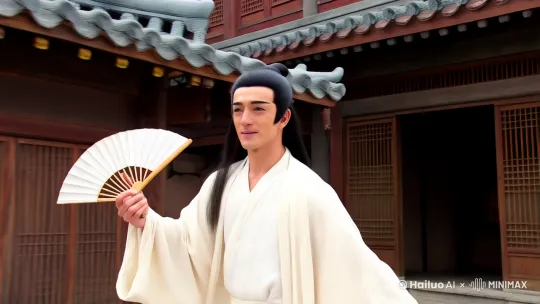 ✨他一袭素白衣衫随风轻扬，眉目如画似水墨勾勒，手持折扇半掩笑意，长发披肩活像从工笔仕女图里蹦出来的谪仙。长安街的喧闹在他脚下化作浮云，左右闲逛时连檐角麻雀都偷瞄他鬓边那缕不听话的碎发——这哪是遛弯？分明是活体「人间仙鹤成精」教程！🌚小莲却苦着脸拽他衣袖：「公子！您再晃下去，夫人让采的芙蓉露要晒成茶干了！」她怀里竹篮颤巍巍，仿佛下一秒就要发出「救救孩子」的悲鸣。偏偏主子还笑眯眯逗她：「急什么？街角那家新开糖画铺子，蝴蝶形状的糖浆正等着你……」💫吃瓜群众速围观！路人甲：「这公子怕不是长安街新晋打卡NPC？天天晃悠得比更夫还准时！」路人乙：「丫鬟小莲的抱怨声已经成BGM了，求问公子到底在找什么？」路人丙：「上次见他帮卖花姑娘修竹篮，那手指灵巧得……仙人也懂人间烟火啊！」 by Hailuo AI Video Generator
