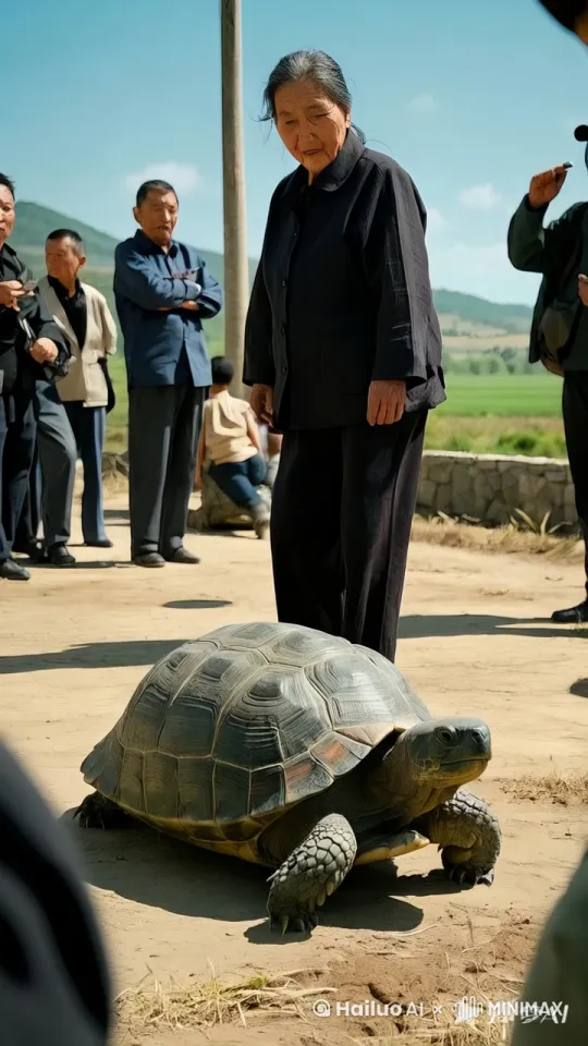 镜头移动，动态跟随。让大妈骑到乌龟的背上，乌龟立刻往远方飞去。	 by Hailuo AI Video Generator