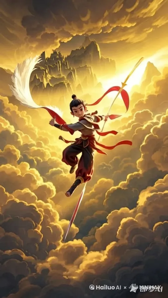 图中的哪吒从地面飞向空中 by Hailuo AI Video Generator