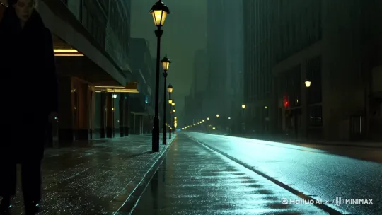 在一个寂静的雨夜我独自一人回家 by Hailuo AI Video Generator