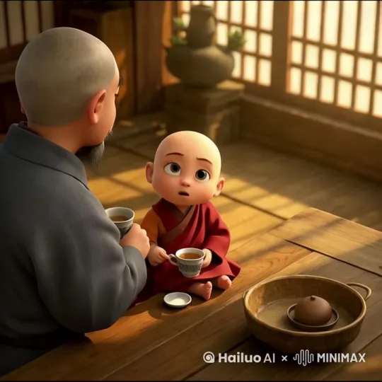 师父讲学。徒弟请教。交流经验，传授本领。分享感悟。 by Hailuo AI Video Generator