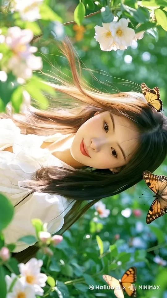 一位年轻女性置身于柔和的绿色背景之下,她的眼神温柔而深邃,仿佛能洞察世间一切美好。微风轻轻拂过,带动着她的发丝随风飘扬,为她平添了几分灵动与柔美。她的面容清秀,嘴角微微上扬,勾勒出一抹淡淡的微笑,让人感受到一种宁静而唯美的氛围。整个画面充满了春天的气息,仿佛将观者带入了一个梦幻般的春日世界。 by Hailuo AI Video Generator