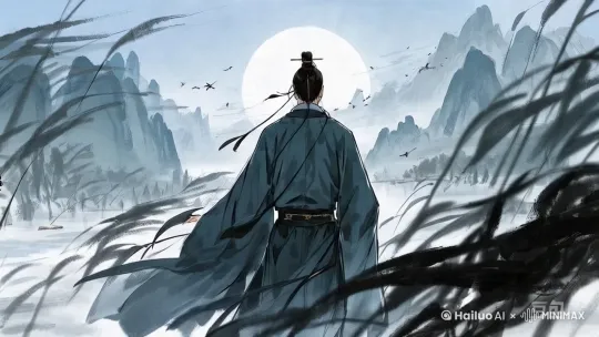 枝叶随风而动，丝带随风飘逸[推出,上升,下摇] by Hailuo AI Video Generator