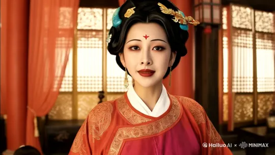 在中国古代宋朝时期，主角是青楼的老板娘，晴天阳光明媚，在豪华的青楼里，主角轻佻慵懒的说话，突然转换凶狠的表情转身训斥背景的4名青楼女子，青楼女子纷纷低头唯唯诺诺。 by Hailuo AI Video Generator