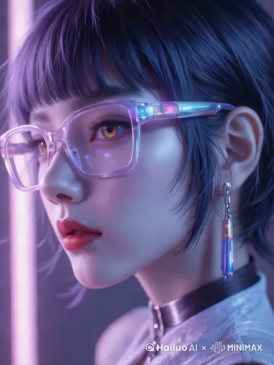 女孩缓慢转头，面向镜头，邪魅一笑 by Hailuo AI Video Generator