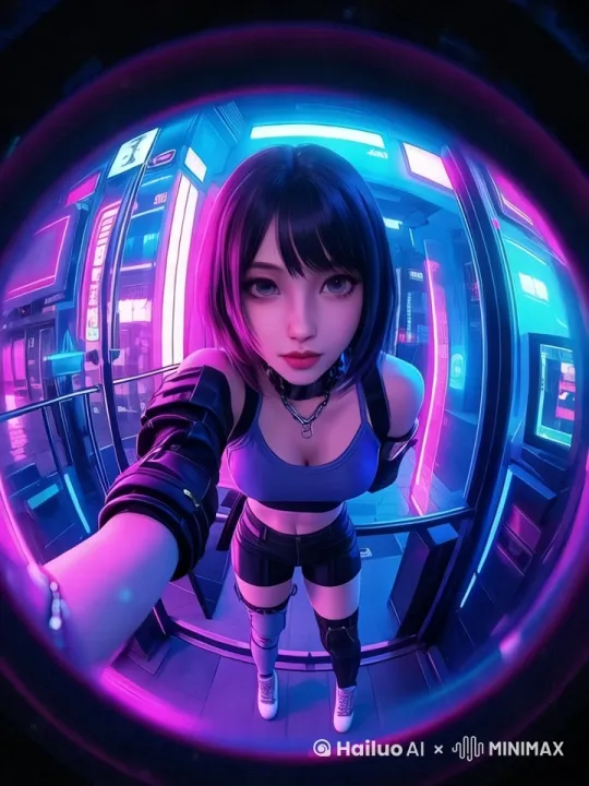 [左摇,变焦推进]离开摄像机镜头上的镜像画面，看到美女自身 by Hailuo AI Video Generator