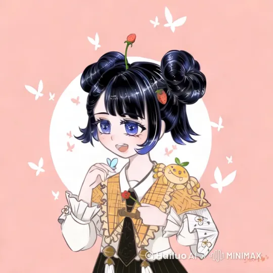 女孩用手中的花吸引蝴蝶，然后跟蝴蝶玩耍的过程 by Hailuo AI Video Generator