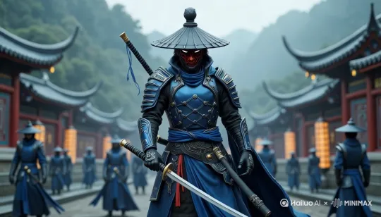 主体人物慢慢向前走，抽刀缓慢滑过，[右移,左摇,跟随] by Hailuo AI Video Generator
