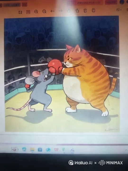 老鼠一拳打过去，打在猫脸上 by Hailuo AI Video Generator