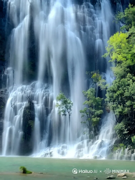 ［推进，上仰，左移］瀑布奔流直下 by Hailuo AI Video Generator