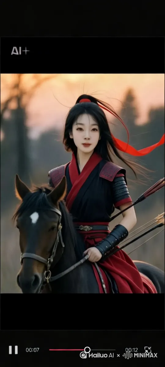环绕运镜，风吹起头发，武侠气氛拉满 by Hailuo AI Video Generator