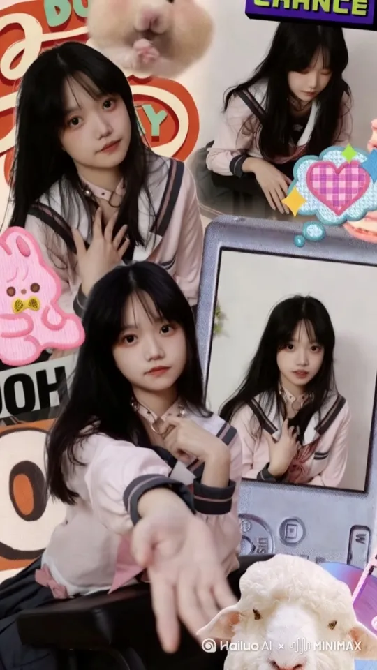 视频中间的女生动起来💃 by Hailuo AI Video Generator