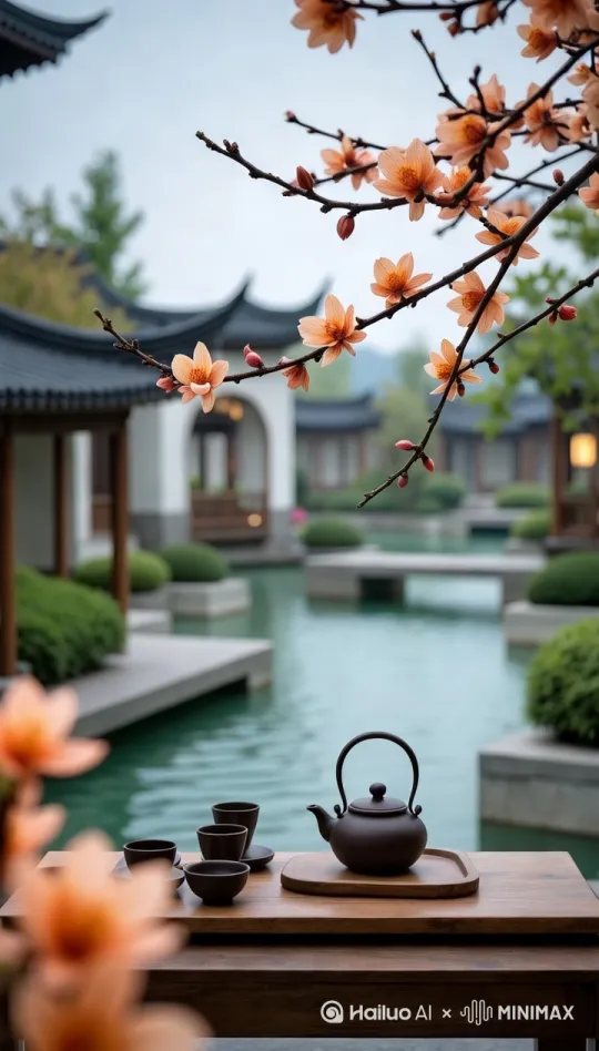 一个穿旗袍的女人,摘下了中景里的一朵花[固定镜头],她把花轻轻捏在手上,凑近了鼻子闻了闻 [聚焦在女人脸部] by Hailuo AI Video Generator