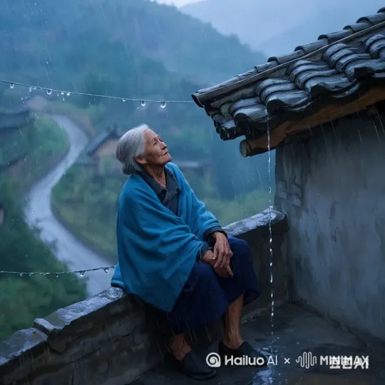 老奶奶站起来，敏捷的身体跳到屋上，走几步到屋顶，再到下面来。 by Hailuo AI Video Generator