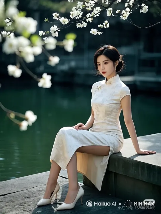 美女闲坐赏花[左移,右摇,跟随] by Hailuo AI Video Generator