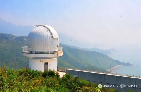 把画面变成科幻风格，在天文台上看太阳系，美丽的星空，璀璨的风景，仰望视角[推进,上升] by Hailuo AI Video Generator