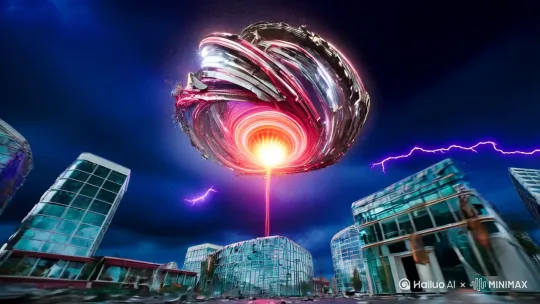镜头提示词(5秒科幻灾难场景):
【镜头1:低角度仰视】
焦距:超广角鱼眼
光线:暗蓝色调天空压顶,紫色闪电贯穿云层
主体:三股直径超千米的机械龙卷风呈螺旋状交错,金属碎片与能量流构成风暴体
动态:龙卷风核心处悬浮着发光能量球体(橙红色),释放脉冲式电磁环
前景:未来主义建筑群的纳米防护罩接连破碎,反重力汽车残骸被吸入风暴
特效:雨滴呈现反重力悬浮状态,全息广告投影在风中扭曲成数据流
细节:龙卷风底部浮现出蜂巢状能量矩阵,地面裂缝中溢出蓝色等离子体
运镜:从地面建筑残骸急速拉升到云层漩涡中心,配合360度旋转运镜
氛围:每道闪电炸响时伴随次声波震动特效,无人机残骸在风中划出燃烧轨迹
特殊效果:使用动态模糊+粒子散射+光线折射,慢动作展示摩天楼玻璃幕墙量子化分解过程
(建议使用120帧拍摄,后期增加多普勒效应音效和次低频震 by Hailuo AI Video Generator