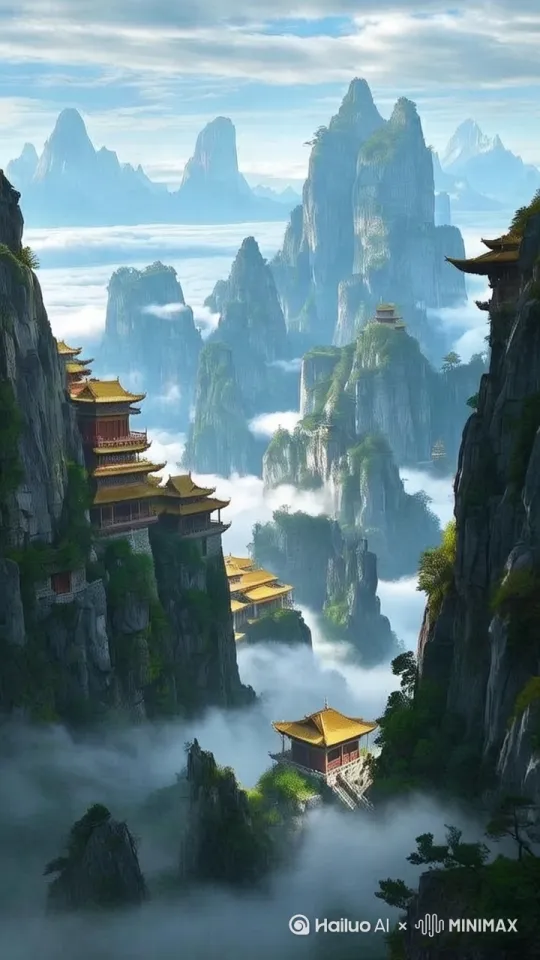 [左移,上升,推进]云雾缭绕，画质高清 by Hailuo AI Video Generator