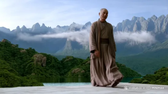 玄学大师观山水风景，感悟人生，传授学生人生哲理 by Hailuo AI Video Generator