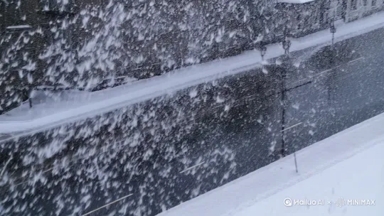 优化后示例：鹅毛般的雪花纷纷扬扬自空中飘落，给马路、屋檐乃至整个城市都披上了洁白的外衣，好一幅北国风光的景致。 by Hailuo AI Video Generator
