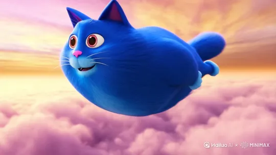 生成一个蓝色胖猫从天上往下掉的视频 by Hailuo AI Video Generator