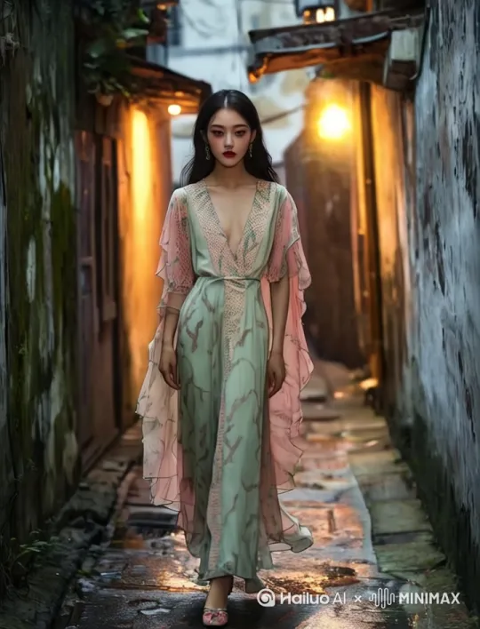 [左移,推进,右摇]大步向前走，服装随风飘散 by Hailuo AI Video Generator