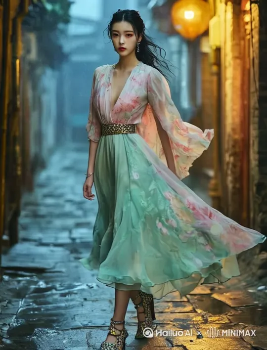 [右移,左摇,跟随]大步向前走，服装随风飘散 by Hailuo AI Video Generator
