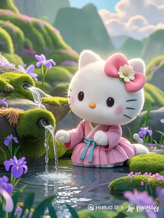 水动，眼睛动，花动 by Hailuo AI Video Generator