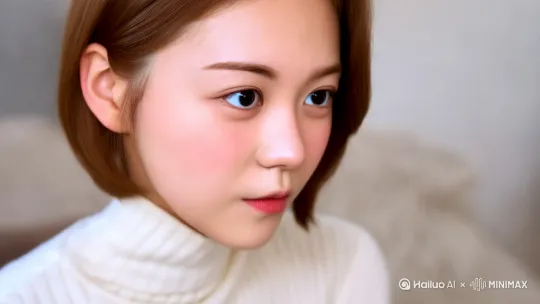 她是我老婆，突然给我一个法式热吻，特写镜头给她的嘴巴，亲完我还邪魅一笑脸都红了 by Hailuo AI Video Generator
