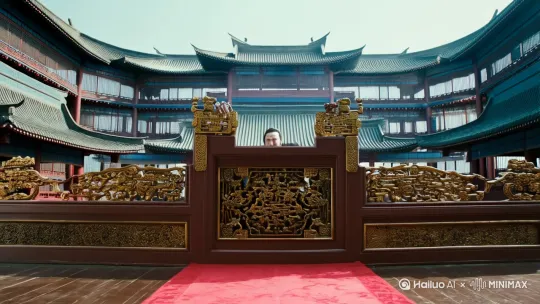 北周末年，外城扬坚执掌明政。581年，杨坚夺取北周政权，建立隋朝，定都大兴，他就是隋文帝。当时南方陈朝的最后一个皇帝陈后主不问政事、沉迷亭乐。589年，隋军渡过长江，灭掉陈明，统一全国。隋的统一，结束了长期分裂局面，顺应了民族交融的大趋势，进一步促进了南北方经济、文化的交流和发展。隋朝建立后，发展经济，编订户籍，核实户口、减轻百姓赋役负担，统一币制和度量衡；加强中央集权、修订和减省刑律、简化行政机构、提高效率。隋朝经济迅速恢复和发展，人口数量和垦田南积大幅度增长，成为国力强盛的王朝。[推出,上升,下摇] by Hailuo AI Video Generator