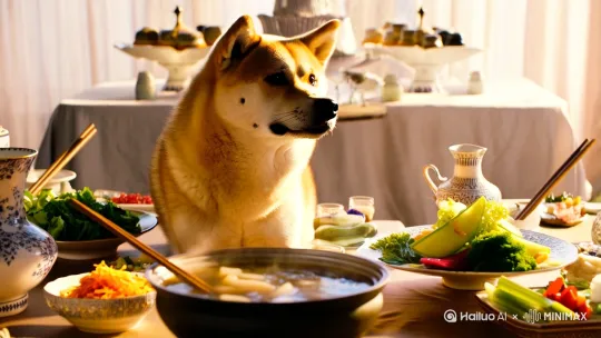 柴犬吃火锅 by Hailuo AI Video Generator