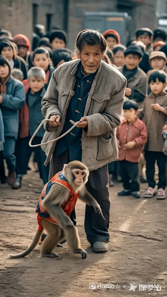 "（在一片开阔的空地上，阳光明媚，人群正好奇地聚集着 ）一只猴子突然闯入众人视线，它浑身毛发油亮，双眼机灵地转动。 
只见这猴子双腿一蹬，瞬间发力，以极快的速度开启了托马斯回旋。（它的身体如同一道黑色的闪电，在地面上飞速旋转，带起阵阵尘土，飞扬的尘土仿佛也被它的活力所感染，肆意飘散 ）
每一次旋转，猴子都展现出令人惊叹的专业度，动作流畅自然，节奏感十足，就像是一位经验丰富的体操运动员。
周围围观的人们先是被这突如其来的一幕惊得目瞪口呆，随即爆发出热烈的掌声与叫好声。（人群中，有人张大嘴巴，满脸不可思议；有人激动地挥舞双手，不停地喊着“好”，此起彼伏的叫好声响彻四周 ）这场猴子带来的精彩表演，瞬间点燃了现场气氛。（极致细节，清晰呈现，无模糊、卡顿，高质量展现画面，无任何瑕疵 ）" by Hailuo AI Video Generator