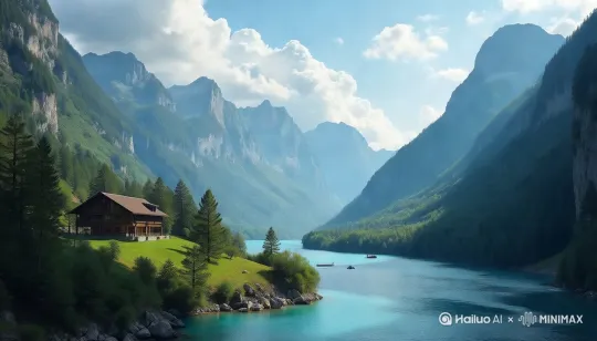 天上白云动起来 ，小船动起来 ，有光影变化 by Hailuo AI Video Generator