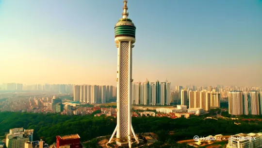 东方明珠电视塔有飞船飞过 by Hailuo AI Video Generator