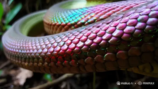 蜿蜒游动的蛇鳞片微光 by Hailuo AI Video Generator