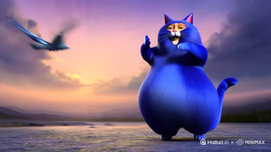 一个蓝色胖猫在模仿歌手梁博在唱歌，月半猫的爱人是
科比

风把云吹走，
天空撕开一个口，
雨落下忧愁，
是否汇成河流，
是否汇成河流，
多年以后 你是否依然，
依然为自己种下一片梦田，
一样耕耘 一样期盼，
一样的笑容一样灿烂，
路 就分头走，
步履蹒跚 没有尽头，
世界 是美是丑，
我们都只是停留，
也不会待太久，
在此之前，
我们为何遇见 又为何分离，
从此视而不见，
你为谁改变 我为谁也曾不管，
横冲直撞心甘情愿，
不朽也不变 那是故事片段，
越深的眷恋越经不起拖延，
就在忘记你的每一个边缘，
你就这样出现，
不经意间，
曾经我们是情侣，
我也曾期待明天，
那付出的真情感，
已和你我无关，
曾经我们是情侣，
我也曾期待明天，
那付出的真情感，
曾经我们是情侣，
我也曾期待明天，
那付出的真情感，
曾经我们是情侣，
我也曾期待明天，
那付出的真情感，
已和你我无关。 by Hailuo AI Video Generator